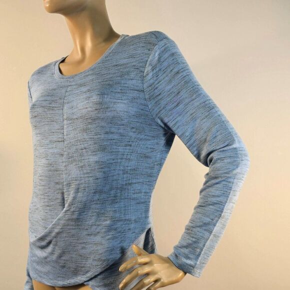 Nic + Zoe Hazed Blue Knit Shirt Women Sz L Faux Wrap Long Sleeve - Picture 2 of 9